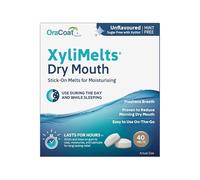 XyliMelts Dry Mouth Relief Tablets - Unflavoured Oral Adhering Discs, 40 Count - Night-Time Saliva Support - CPAP & Sleep Use
