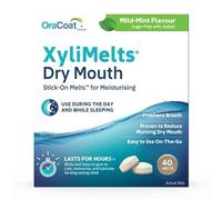 XyliMelts Mild Mint Dry Mouth Relief Discs (40 Count) - Xylitol Oral Adhering Tablets for Long-Lasting Dry Mouth Relief & Saliva Support, Day or Night Use