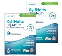 XyliMelts Mild Mint Dry Mouth Relief Trial Pack (10 Count) - Xylitol Oral Adhering Tablets for Day or Night Use, Long-Lasting Dry Mouth Relief & Saliva Support