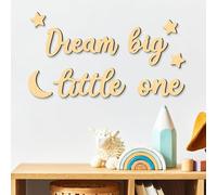 Xylolfsty Dream Big Little One Wall Decor Baby Room Decor Boho Moon Stars Wooden Sign Decoration Boys Girls Bedrooms Hang On Wall Art for Home Farmhouse Living Playroom 8PCS