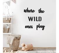 Xylolfsty Playroom Wall Decor - Where The Wild Ones Play Sign, Wooden Wall Art for Boys & Girls Toy Room, Toddler Nursery Room, Bedroom Home Word Cutouts, 8 pcs