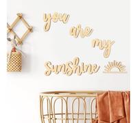 Xylolfsty You Are My Sunshine Wall Decor Boho Nursery Wall Art 5 Pieces Neutral Wooden Decoration for Boys and Girls Bedrooms Hang On Wall Sign for Playroom (Words Style)
