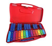 Xylophone Chime Metallophone Glockenspiel Chromatic, 25 Coloured Keys with Case and Maces, Musical Instrument(Rojo)