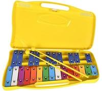 Xylophone Chime Metallophone Glockenspiel Chromatic, 25 Coloured Keys with Case and Maces, Musical Instrument(Amarillo)