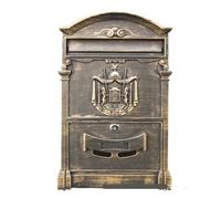 XYLRSMH Post Box Retro Creative Home Decoration Wrought Iron Bronze Mailbox Wall-Mounted Noble Logo Letter Box Mailbox Letter Box(Antique gold)