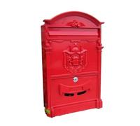 XYLRSMH Post Box Retro Creative Home Decoration Wrought Iron Bronze Mailbox Wall-Mounted Noble Logo Letter Box Mailbox Letter Box(Red)
