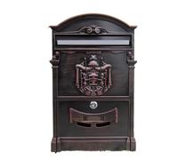 XYLRSMH Post Box Wall Mount Locking Mailbox Vintage Lockable Metal Mailboxe Large Capacity Postbox Security Mail Letter Post Box Outdoor Mail Box Letter Box(Red Antique Copper)