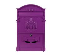 XYLRSMH Post Box Wall Mount Locking Mailbox Vintage Lockable Metal Mailboxe Large Capacity Postbox Security Mail Letter Post Box Outdoor Mail Box Letter Box(Purple)
