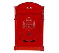 XYLRSMH Post Box Wall Mount Locking Mailbox Vintage Lockable Metal Mailboxe Large Capacity Postbox Security Mail Letter Post Box Outdoor Mail Box Letter Box(Glossy Red)