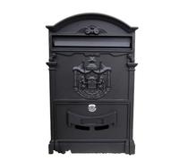 XYLRSMH Post Box Wall Mount Locking Mailbox Vintage Lockable Metal Mailboxe Large Capacity Postbox Security Mail Letter Post Box Outdoor Mail Box Letter Box(Black)