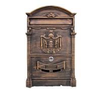 XYLRSMH Post Box Wall Mount Locking Mailbox Vintage Lockable Metal Mailboxe Large Capacity Postbox Security Mail Letter Post Box Outdoor Mail Box Letter Box(Antique Gold)