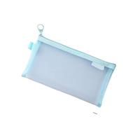 XYLRSMH Zip Lock Bags Portable Pencil Case for StudentsTransparent Nylon Mesh Storage Bag A6 Bill Bag Stationery School Supplies Plastic Wallets(Light Blue)