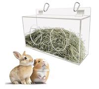 Xymoso Acrylic Rabbit Hay Feeder with Lid,Guinea Pig Hay Rack Holder Chinchilla Cage Accessories for Rabbits Guinea Pigs Bunny