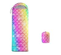 XYNHML Mermaid Scales Camping Sleeping Bags for Adults Kids Boys Girls Warm & Cool Weather Backpacking Rainbow Sleeping Bag for All Seasons Camping, Camping Gear Equipment, Traveling
