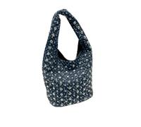 XYNM Bag Denim Sequin Rivet Underarm Shoulder Vintage Metal Stud Motorcycle Style Handbag Designer Blue Chic Women Bucket Bags-dark