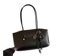 XYNM Bag Women's Retro Fashion Shoulder Simple Large Capacity Handbag With Pendant-coffee Ribbon-28x7x18cm