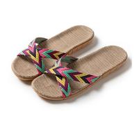 XYNM Flip flops Hemp Women's Slippers Home Summer Designer Woman Shoes Flat Linen Elegant Indoor Slides Couple Soft Sole Non-slip Floor-pink-39-40