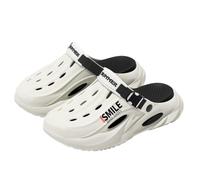XYNM Flip flops Thick Bottom Men Hole Shoes Beach Slip-on Outdoor Slippers Non-slip Comfortable Slippers-black-44-45