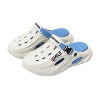 XYNM Flip flops Thick Bottom Men Hole Shoes Beach Slip-on Outdoor Slippers Non-slip Comfortable Slippers-blue-44-45