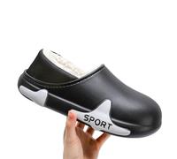 XYNM Mens Slippers Women Eva Waterproof Men's Winter Indoor Home Non-slip Stepping Shit Cotton Shoes Women-black-white-44-45 (fit Sizes 43-44)