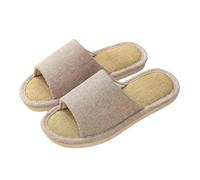 XYNM Mens Slippers Women Home Indoor Spring Autumn Couples Four Seasons Silent Non-slip Cotton Linen Men-01-36-37 (fit Sizes 35-36)