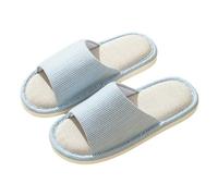 XYNM Mens Slippers Women Linen Home Couples Indoor Household Silent Antibacterial Four Seasons Cotton Parent-child Men-light Blue-36-37 (for Size 35-36)