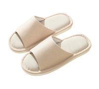 XYNM Mens Slippers Women Linen Home Couples Indoor Household Silent Antibacterial Four Seasons Cotton Parent-child Men-khaki-38-39 (for Size 37-38)