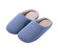 XYNM Mens Slippers Women Women's Spring Autumn Silent Warm Indoor Soft Sole Breathable Four Seasons Home Non-slip Cotton Men-dark Blue-44-45 (suitable For 43-44)