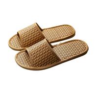 XYNM Sliders Mens Spring Summer Bamboo Woven Rattan Grass Lovers Straw Mat Indoor Wooden Floor Home Linen Slippers-1-40-41(270mm)