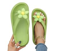 XYNM slippers Summer New Flip Flops Women Sunflower Pattern Slides One-piece Eva Non-slip Beach Holiday Shoes Home Indoor Slippers-green-42-43