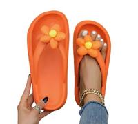 XYNM slippers Summer New Flip Flops Women Sunflower Pattern Slides One-piece Eva Non-slip Beach Holiday Shoes Home Indoor Slippers-orange-42-43