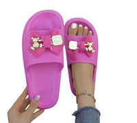 XYNM slippers Summer Women's Multi-color Adorable Metallic Bear Bow Decor Versatile Sandals Beach Walk Home Shower Slip-on Slippers-rose Red-40-41