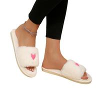 XYNM Slippers Women Large Size With One-piece Opening Autumn Winter Home Use Soft-soled Cotton Slippers-white-38-39