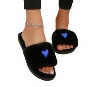 XYNM Slippers Women Large Size With One-piece Opening Autumn Winter Home Use Soft-soled Cotton Slippers-black-36-37