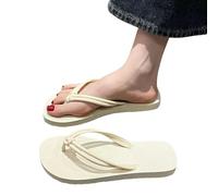 XYNM slippers Women's Flip Flops Summer Slippers, Candy Colors, Flat Sandals For Ladies, Slip-on, Anti-slip Soft Sole, Beach Comfort Shoes-white-39-40