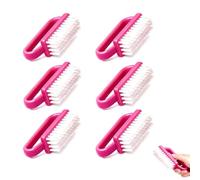 Xynovate 6 Pcs Nail Brush, Plastic Handle Scrubbing Brush, Hand Fingernail Cleaner, Easy to Use Brushes for Cleaning Men Women Adult Kid Toe Foot Manicure Pedicure Supplies,RoseRed