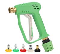 Xynovia Pressure Washer Gun, Short Pressure Washer Handle with 5 Quick-Connect Nozzles, Heavy-Duty Stubby Spray Gun Compatible with Karcher K-Series & M22-14MM Hoses
