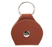 Xyntor Guitar Pick Holder Keychain | Soft PU Leather Plectrum Storage Case | Secure Snap Button Avoids Loss | Lightweight Portable for Guitars/Keys/Presents (Brown)