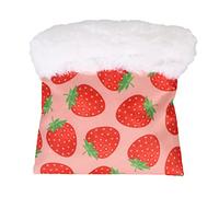 Xyntor Hamster Sleeping Bag | Strawberry Print Soft Fleece Bed & Hideout for Small Pets | Cozy Guinea Pig/Small Animal/Tiny Critter House with Privacy Entrance (L)