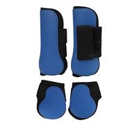 Xyntor Horse Leg Boots Set of 4 | PU Front & Rear Brace Guards with Cushioning Pad | Tendon & Joint Support for Jumping/Riding/Training | Secure Hook & Loop Design (Blue Set XL)