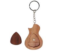 Xyntor Wood Guitar Picks & Case Keychain Set | Handmade Retro Present for Guitarists | Smooth Finish Comfortable Playing | Pure Solid Wood Storage Box