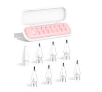 XYOFUN 8-Pack Carbon Fiber Replacement Tips for Apple Pencil Pro/2nd/1st Gen/USB-C, Upgraded Stylus Pen Nibs for Bare Screen & Tempered Glass, Includes Storage Case - Pink