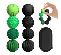 XYOFUN 8Pcs Silicone Magnetic Fidget Toys, Silicone Sensory Ball, Textured Sensory Stress Relief Balls, Desk Toy for Office & Home, Cool for Men & Women - Black & Green