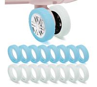 XYOFUN Suitcases Wheel Covers,Silicone Luggage Compartment Wheel Protection Cover for Most 8 Spinner Wheels,Noise Reducing & Anti-Scratch Luggage Wheel Protectors, Fluorescent Blue & Green, 16Pieces