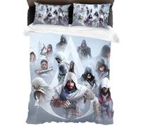 XYOK Assassin Children's Bed Linen Duvet Cover with Zip for Game Fans, Creed Teenager Bedding Sets Fan Item 2 Pillowcases (Group Photo 1, Single 135 x 200 cm)