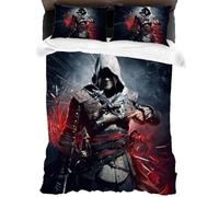 XYOK Assassin Children's Bed Linen Duvet Cover with Zip for Game Fans, Creed Teenager Bedding Sets Fan Item 2 Pillowcases (Assassin2, Single 135 x 200 cm)