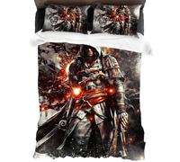 XYOK Assassin Children's Bed Linen Duvet Cover with Zip for Game Fans, Creed Teenager Bedding Sets Fan Item 2 Pillowcases (Assassin, Single 135 x 200 cm)