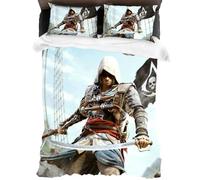 XYOK Assassin Children's Bed Linen Duvet Cover with Zip for Game Fans, Creed Teenager Bedding Sets Fan Item 2 Pillowcases (Assassin3, Single 135 x 200 cm)