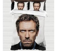 XYOK House Bed Linen Sets, Fan Item, 3D Print Dr. House Duvet Cover with Zip, Applicable All Year Round, Doctor Theme Pillowcase (House4, Single 135 x 200 cm)