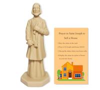 Xyphlorvita Saint Joseph Statue Joseph Figurine Resin for Selling House Protecting Home with Instruction Prayer Complete Set Solid,4.7"